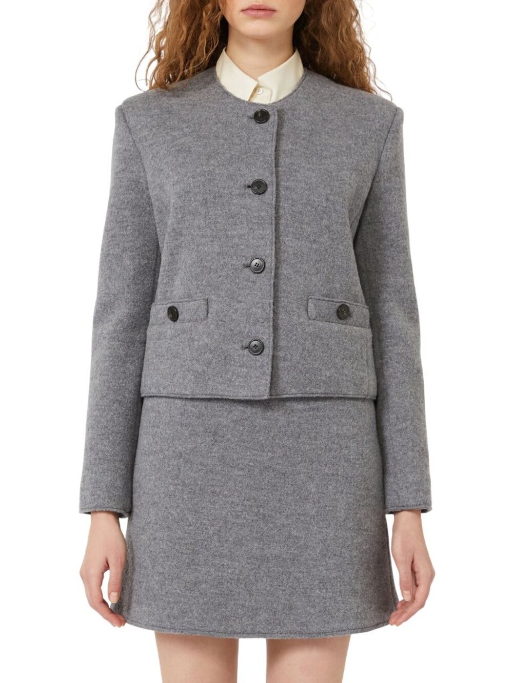 Weekend Max Mara Savona Collarless Jacket in Grey XXLarge Womens Blazer